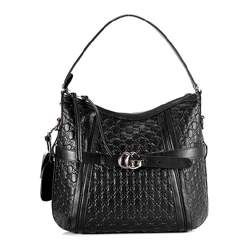 1:1 Gucci 247185 GG Running Medium Hobo Bags-Black Guccissima Leather